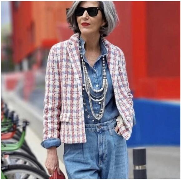 ZARA PEARL BUTTON TEXTURED JACKET MULTICOLORED - Picture 2 of 14